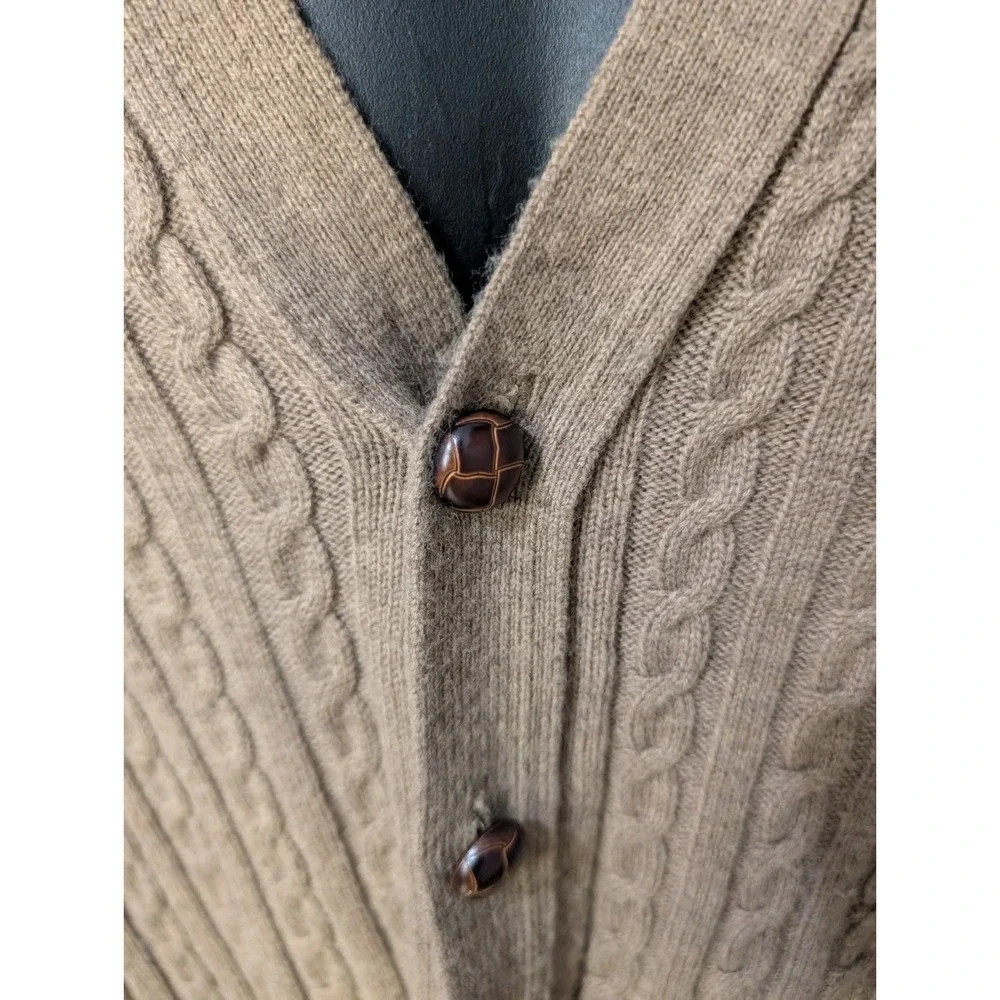 Vintage Lord‎ Jeff Cable Knit Cardigan USA Made Brown Wool Blend Ivy Prep M